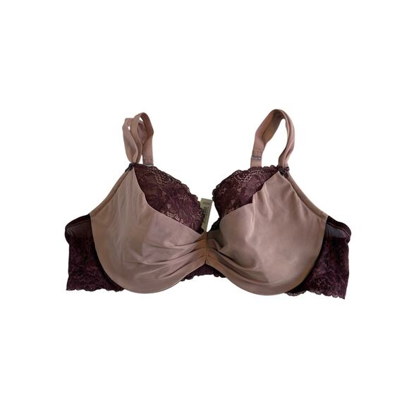 Adore Me NWT Women's Plus 44DDD Clairabella Contour Push Up Lace Mesh Bra Purple - Picture 1 of 13